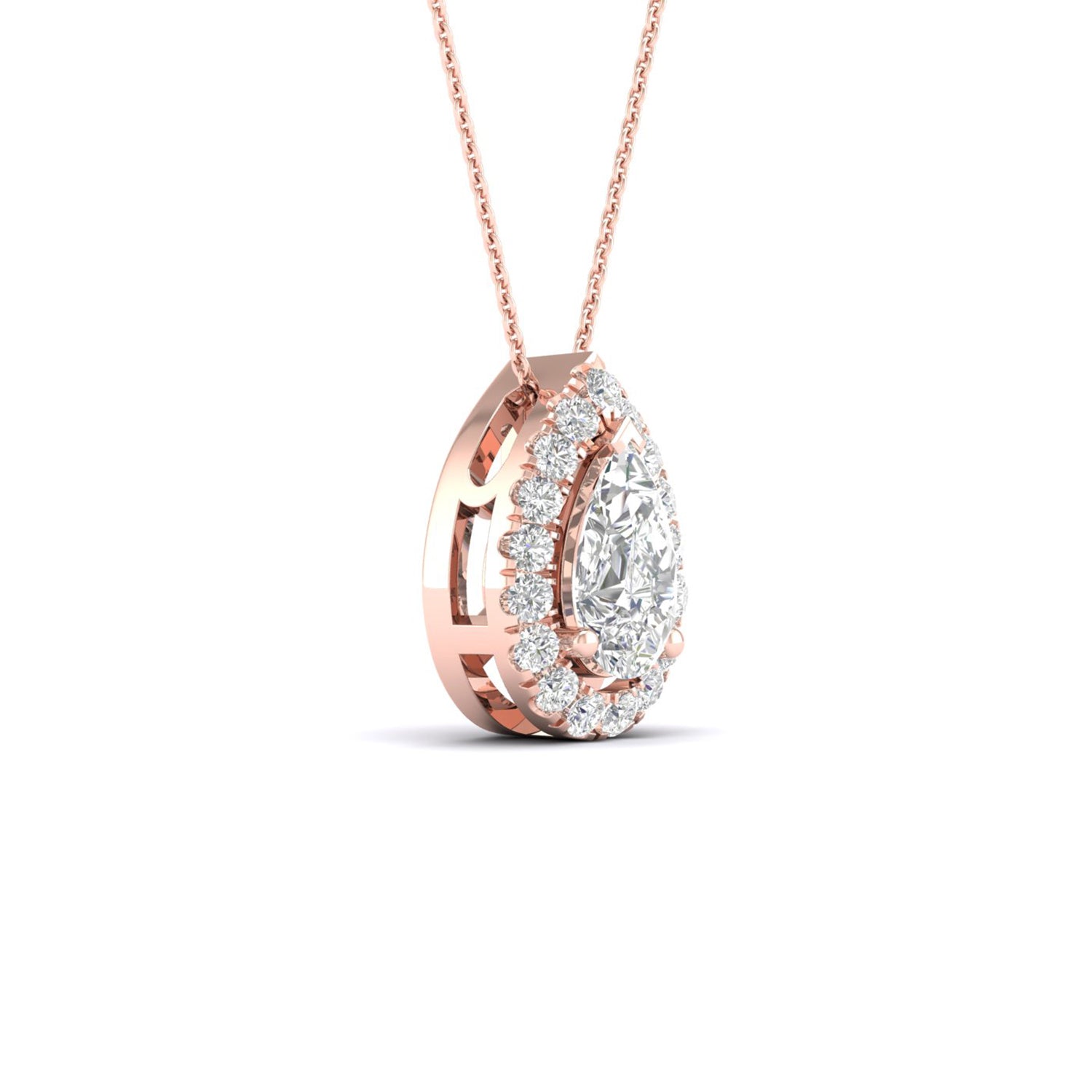 Dewdrop Halo Necklace_Product Angle_1/3Ct. - 2