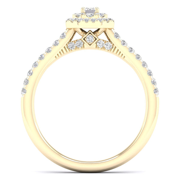Quaint Signature Emerald Double Halo Ring
