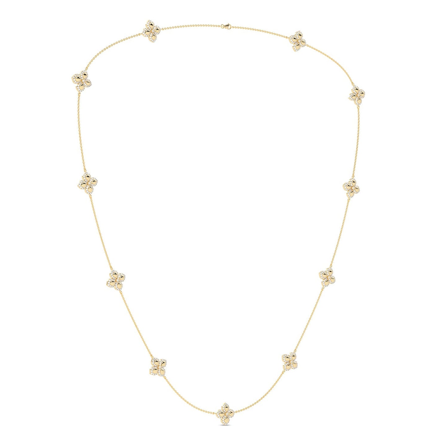 La Fleur Petite Diamond Contour Stationed Necklace_Product Angle_1 3/4 - 2