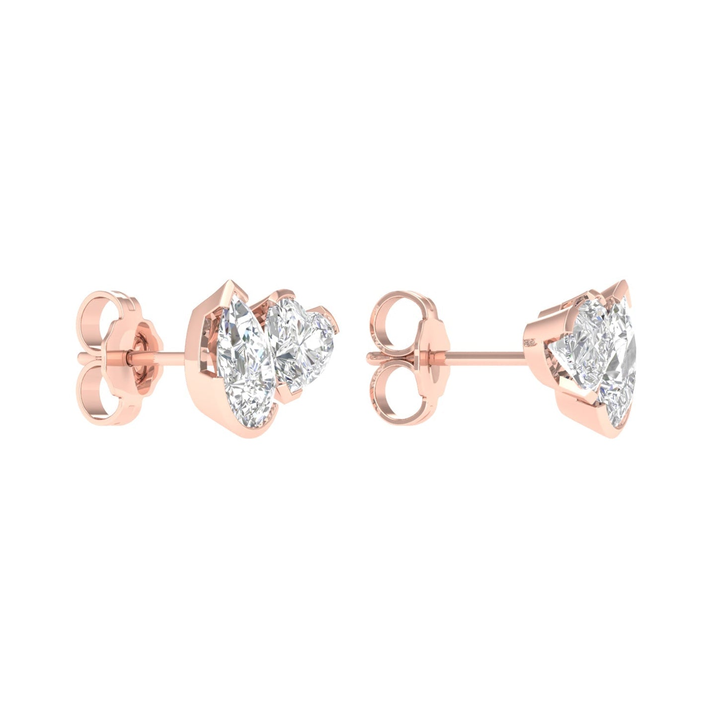 Atmos Pear Heart Diamond Two-Stone Studs_Product angle _2 - 3