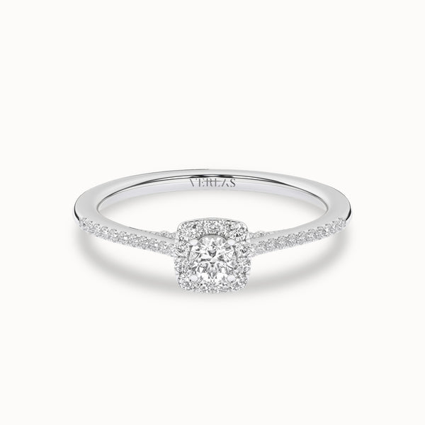 Round-Center Princess Halo Ring