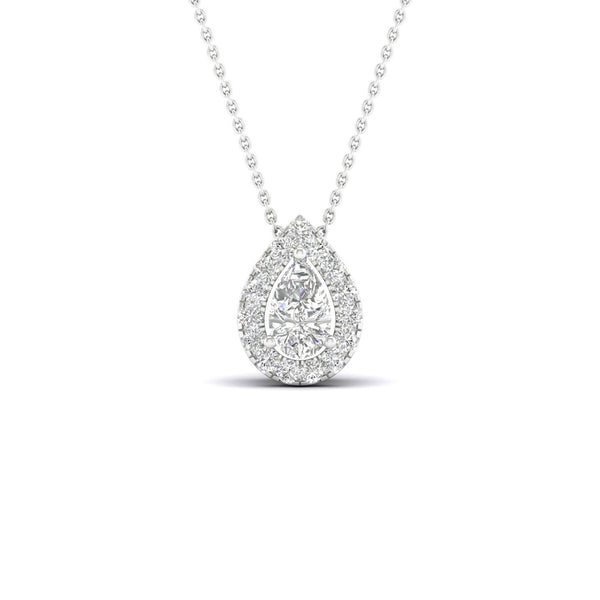 Petite Dewdrop Halo Necklace_Product angle_1/6 Ct. - 1