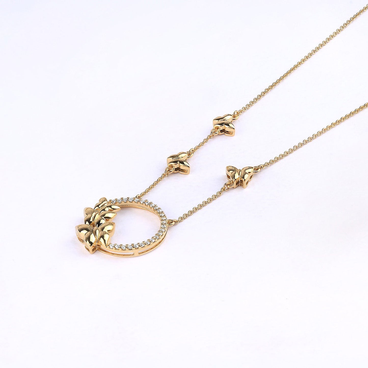 Butterfly Cluster Necklace_Product Angle_Creative Image