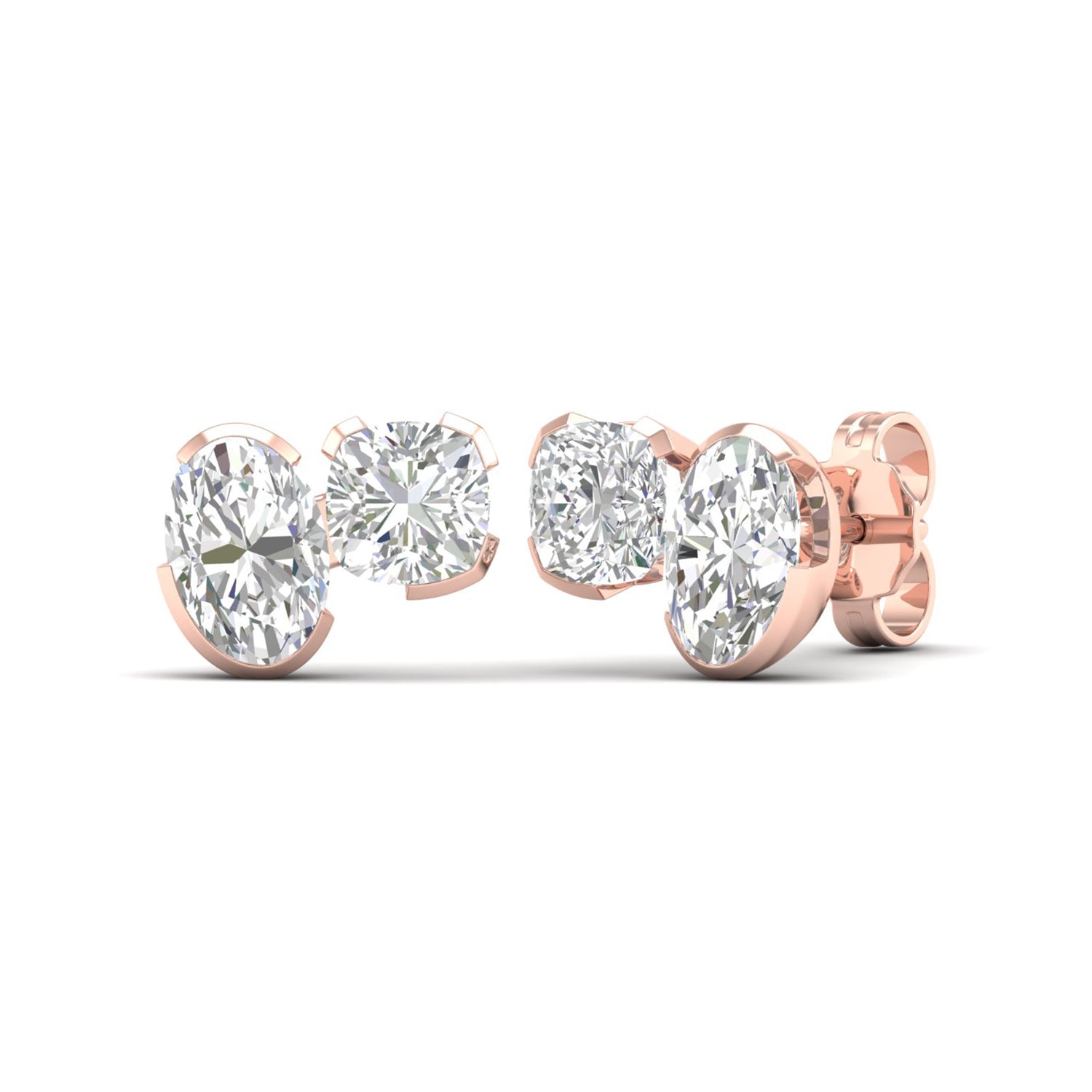 Atmos Oval Round Diamond Two Stone Studs_Product angle _2 - 2