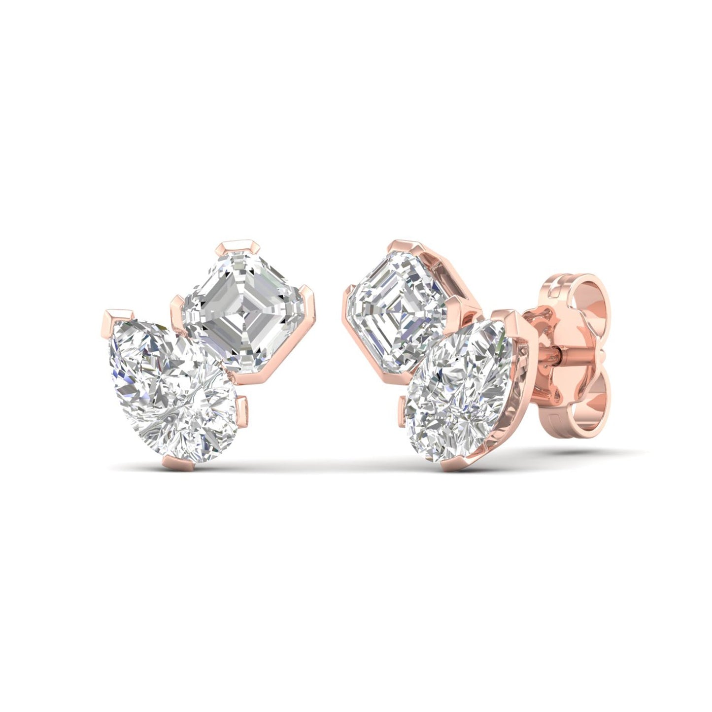 Atmos Pear Cushion Diamond Two Stone Studs_Product angle _2 - 2