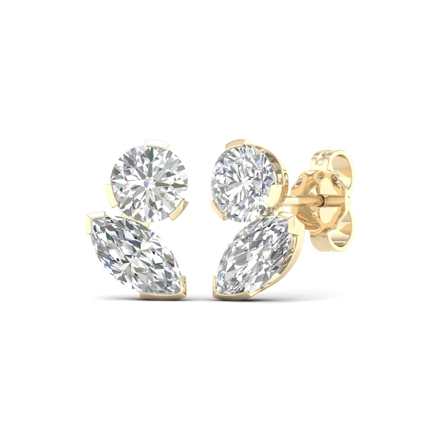 Atmos Round Marquise Diamond Two Stone Studs_Product angle _2 - 2