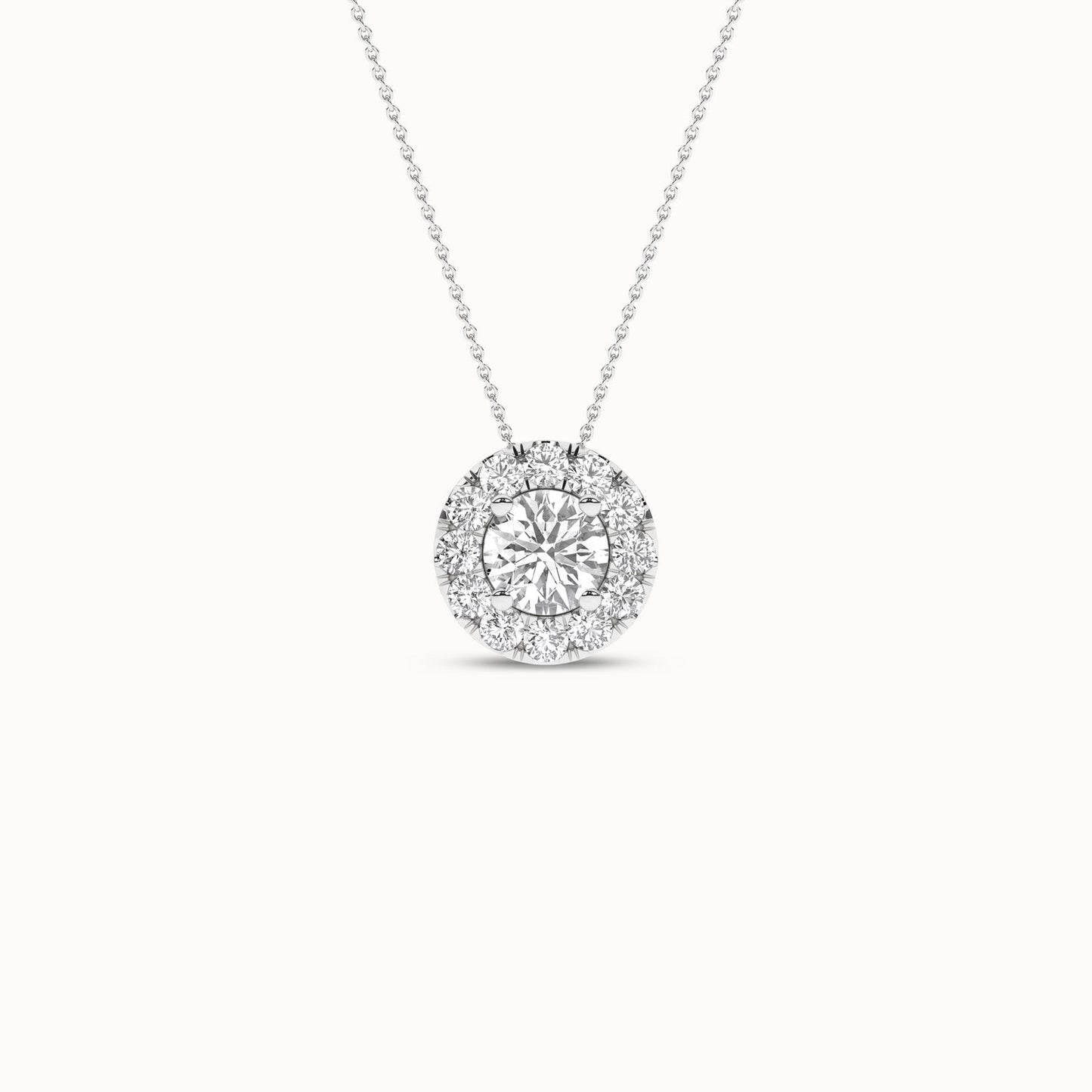 Round Halo Necklace_Product Angle_1/3Ct. - 1