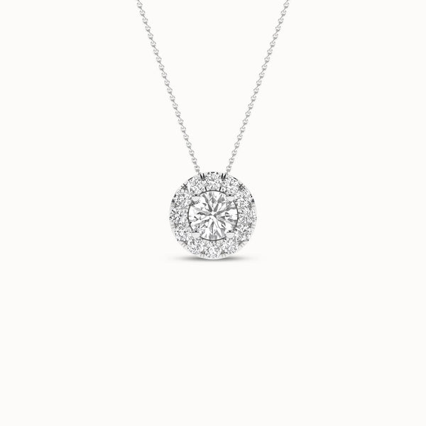 Round Halo Necklace_Product Angle_1/3Ct. - 1