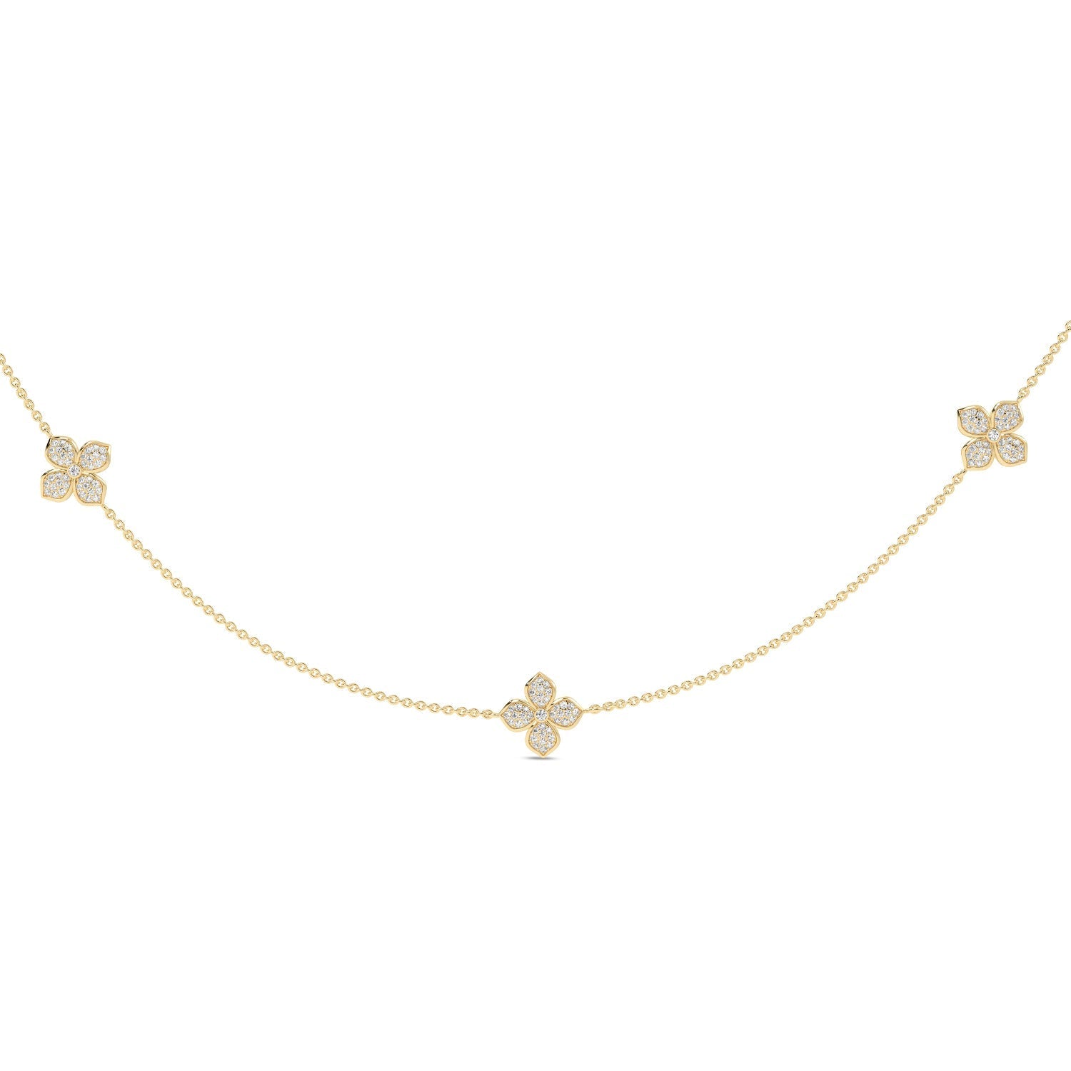 La Fleur Petite Diamond Radiant Stationed Necklace_Product Angle_1 3/4 - 4