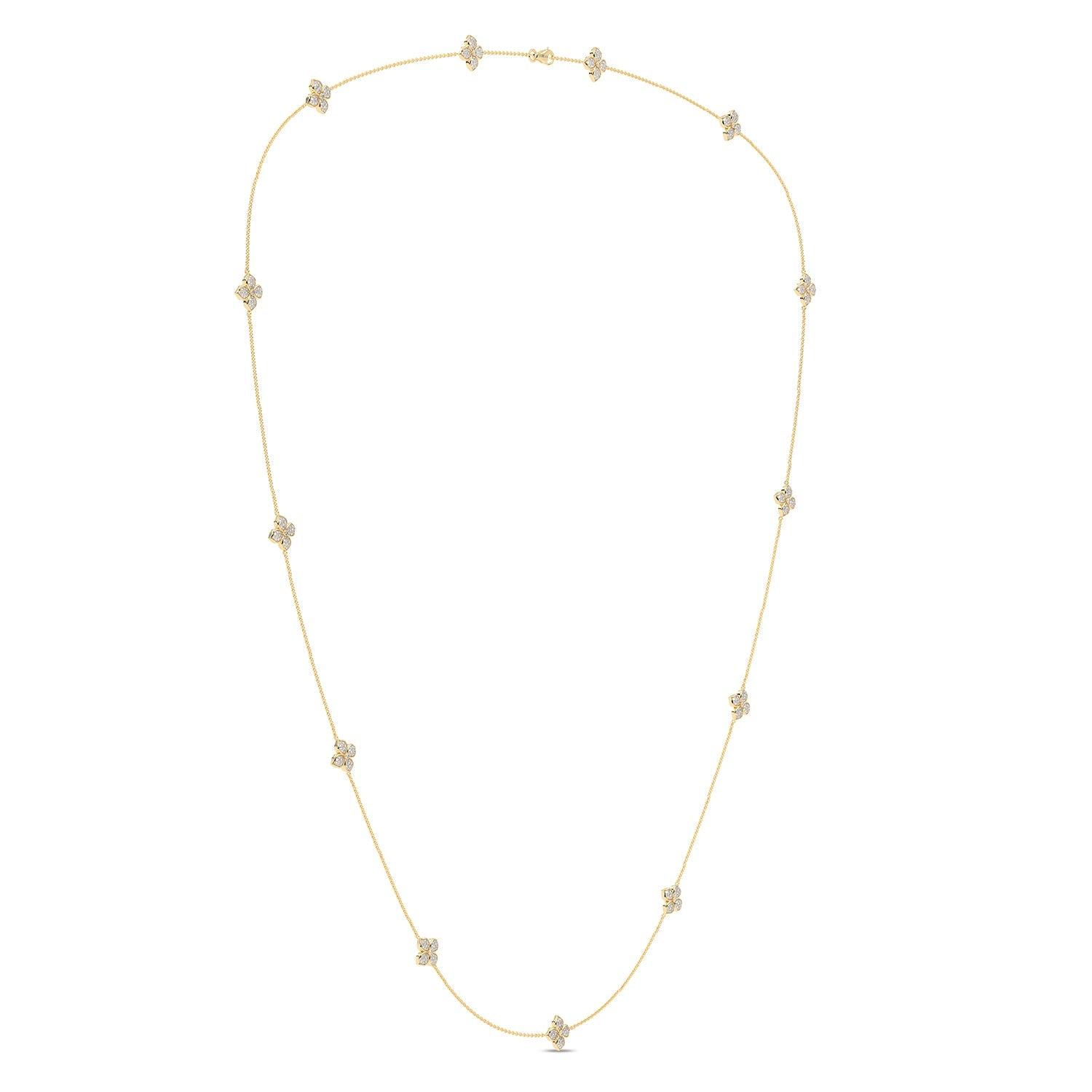 La Fleur Petite Diamond Radiant Stationed Necklace_Product Angle_1 3/4 - 2