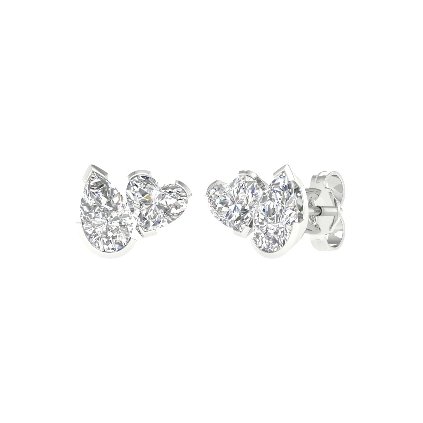 Atmos Pear Heart Diamond Two-Stone Studs_Product angle _2 - 2