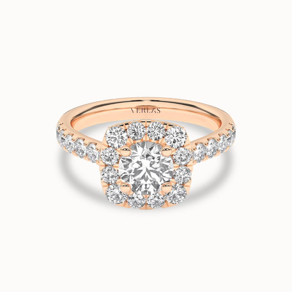 Round-Center Princess Halo Ring