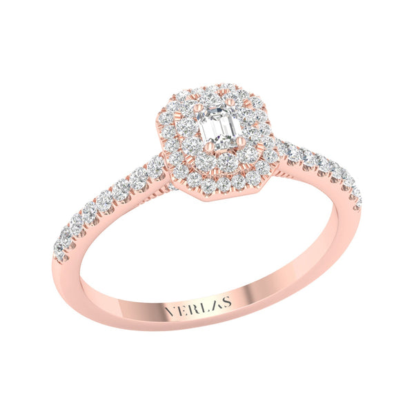 Quaint Signature Emerald Double Halo Ring