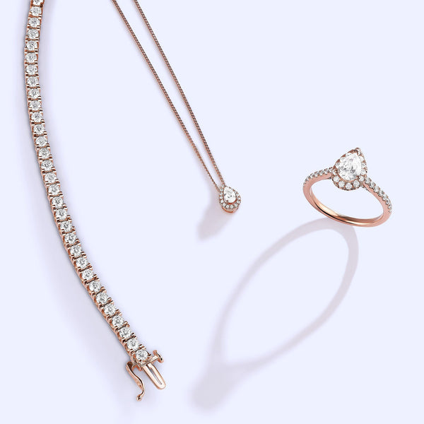 Petite Dewdrop Halo Necklace_Product angle_Creative Image