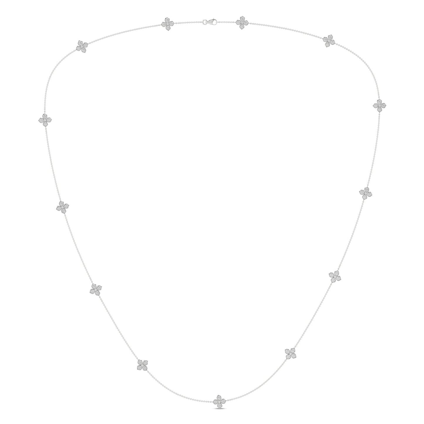 La Fleur Petite Diamond Radiant Stationed Necklace_Product Angle_1 3/4 - 1