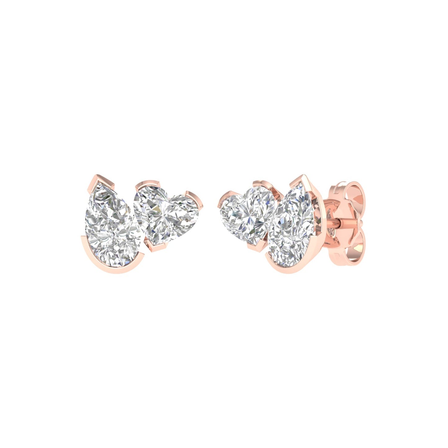 Atmos Pear Heart Diamond Two-Stone Studs_Product angle _2 - 2