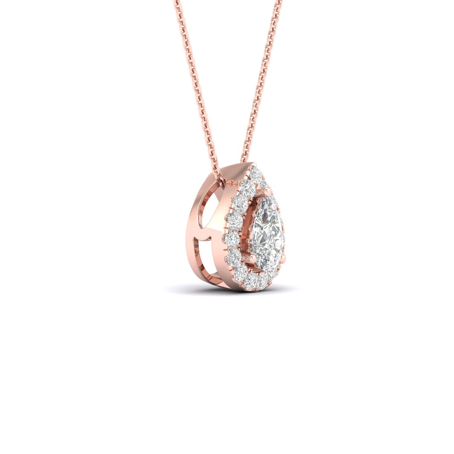 Petite Dewdrop Halo Necklace_Product angle_1/6 Ct. - 2