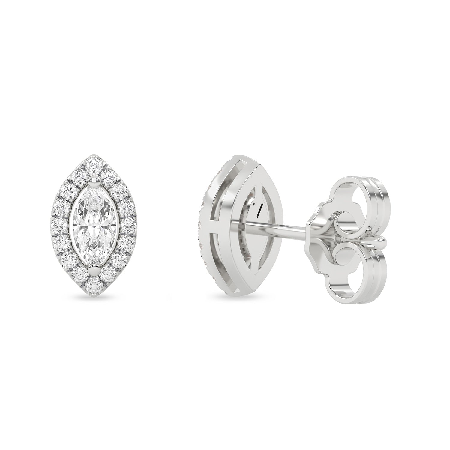 Marquise Halo Studs_Product Angle_1/3 Ct. -  3