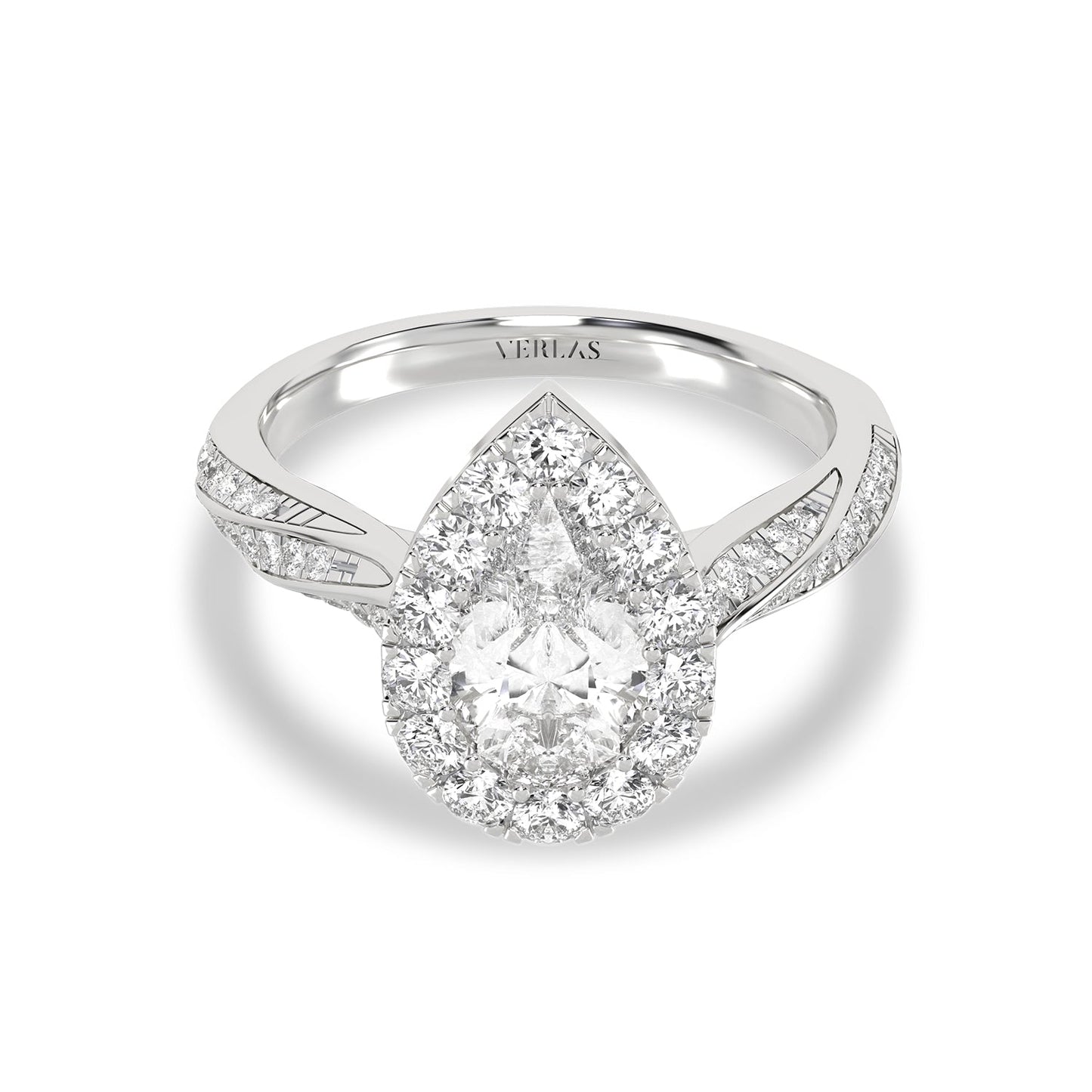 Swirl Iconic Dewdrop Halo Ring