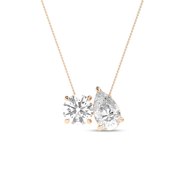 Atmos Round Pear Diamond Two-Stone Necklace_Product Angle_2 Ct. - 1