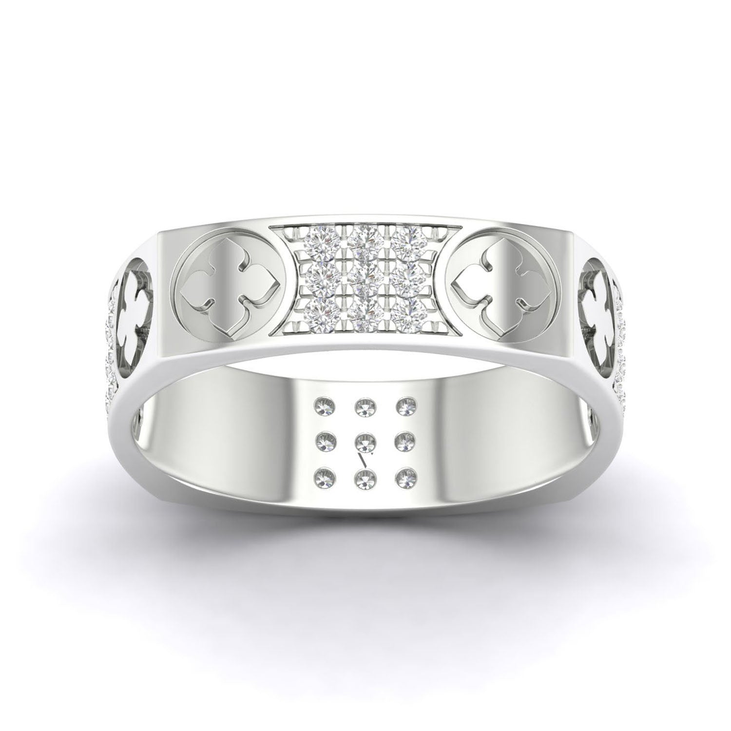 La Fleur 5mm 4-Diamond Rows Square Band_Product Angle_PCP Main Image