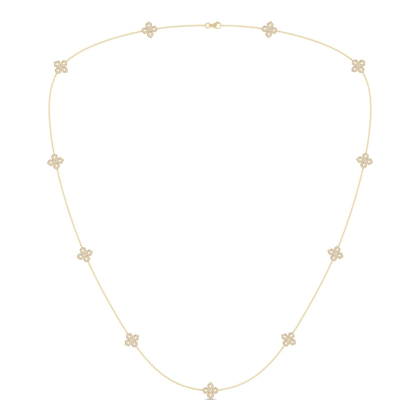 La Fleur Petite Diamond Silhouette Stationed Necklace_Product Angle_1 1/3 - 3