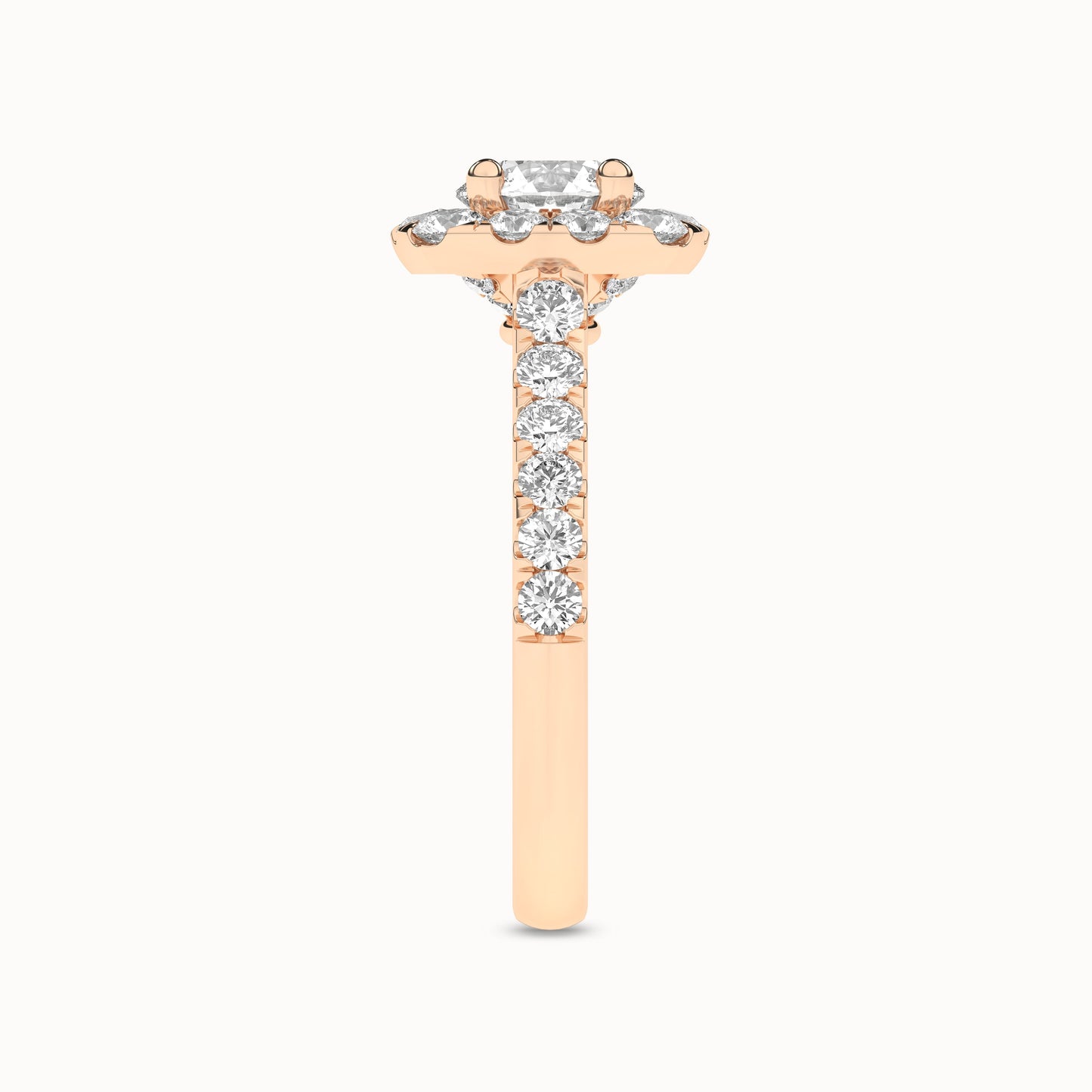 Round-Center Princess Halo Ring