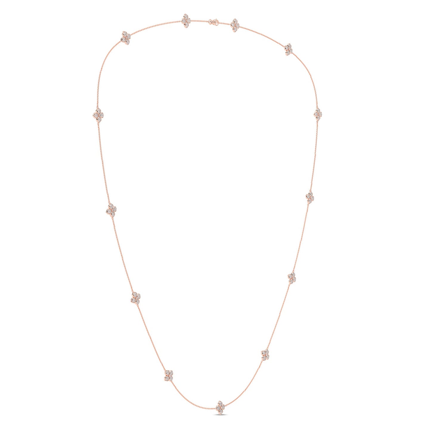 La Fleur Petite Diamond Radiant Stationed Necklace_Product Angle_1 3/4 - 2