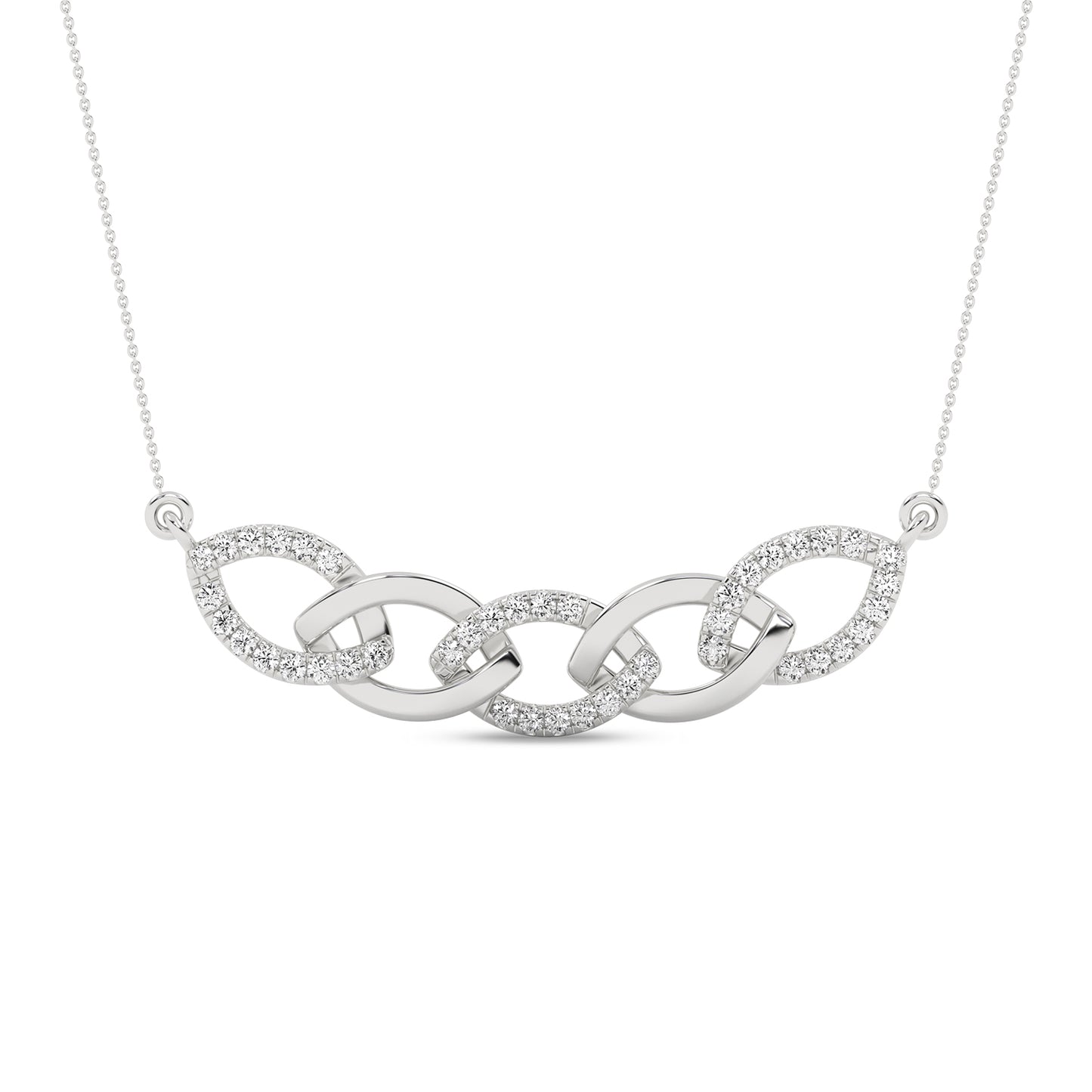 Alternating Diamond Cascade Link Necklace white gold replica