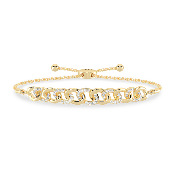 Alternating Diamond Curb Link Bolo Bracelet