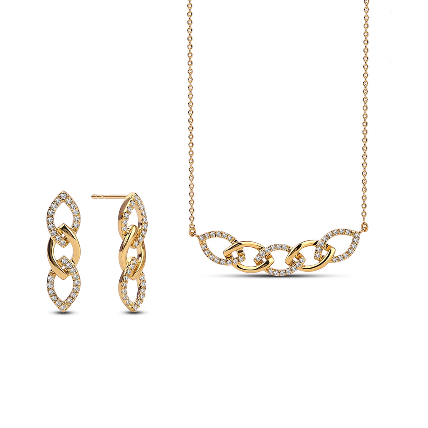 Alternating Diamond Cascade Link Necklace