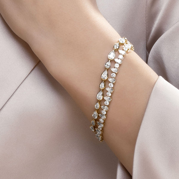 Alternating Pear & Round Diamond Tennis Bracelet