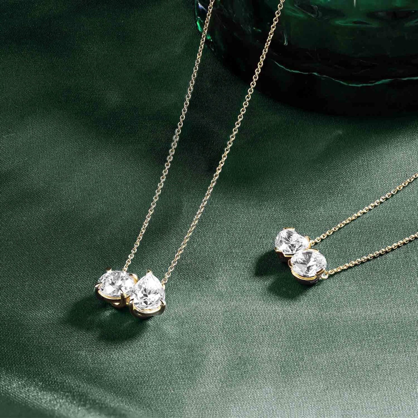 Pear Heart Diamond Two-Stone Studs