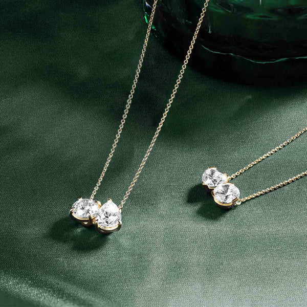 Atmos Pear Heart Diamond Two-Stone Studs