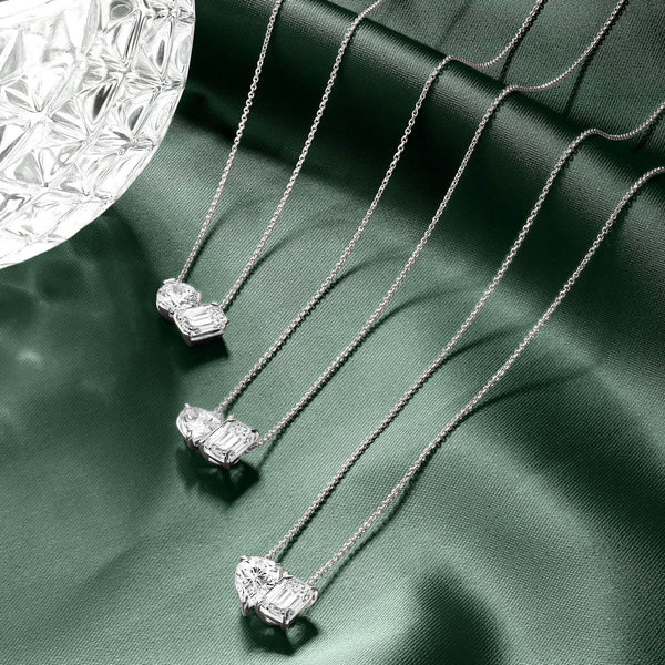 Atmos Round Emerald Diamond Two-Stone Necklace