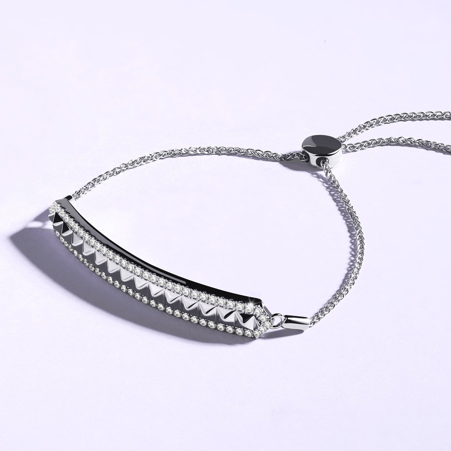 Pyramid Spiked Diamond Bolo Bracelet