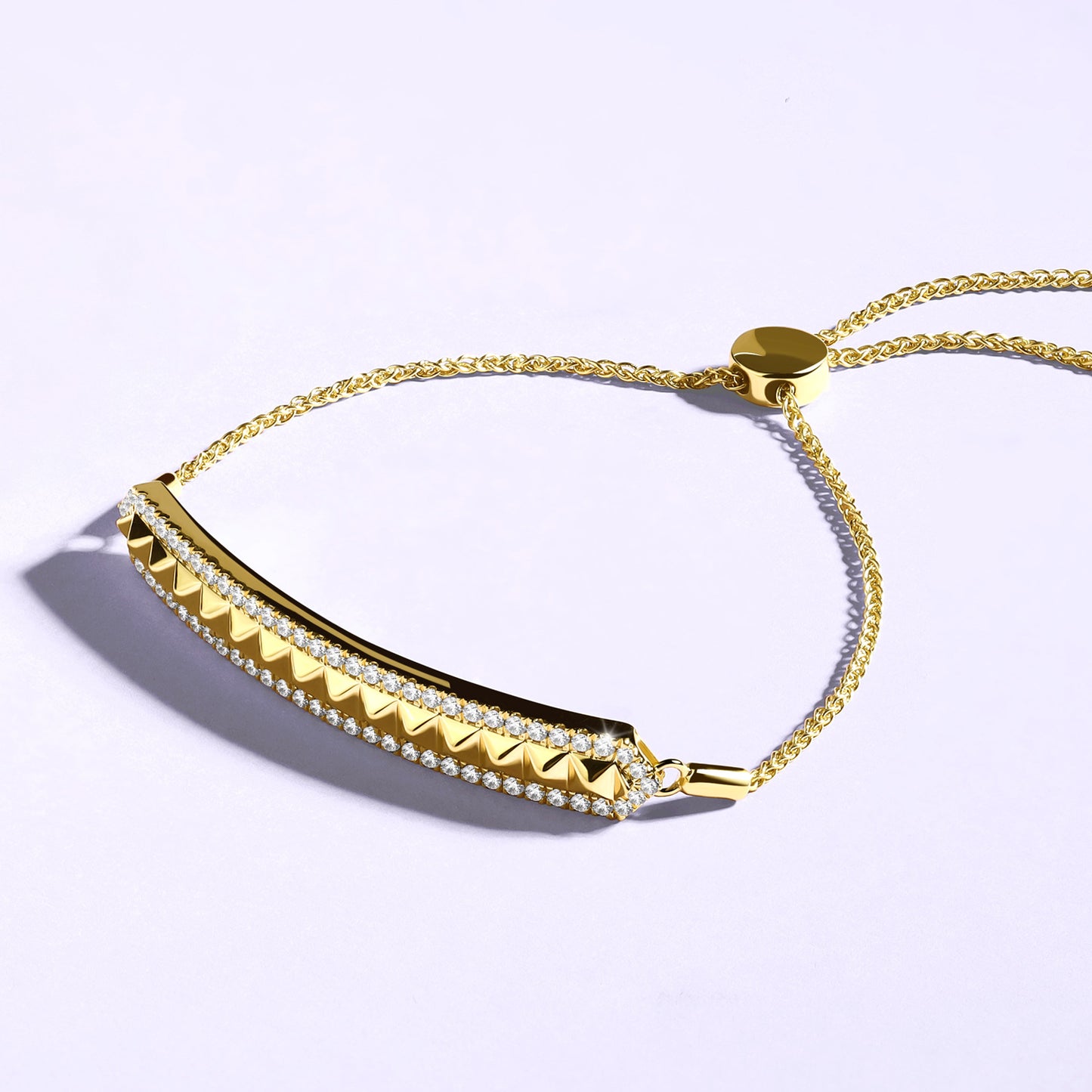 Pyramid Spiked Diamond Bolo Bracelet