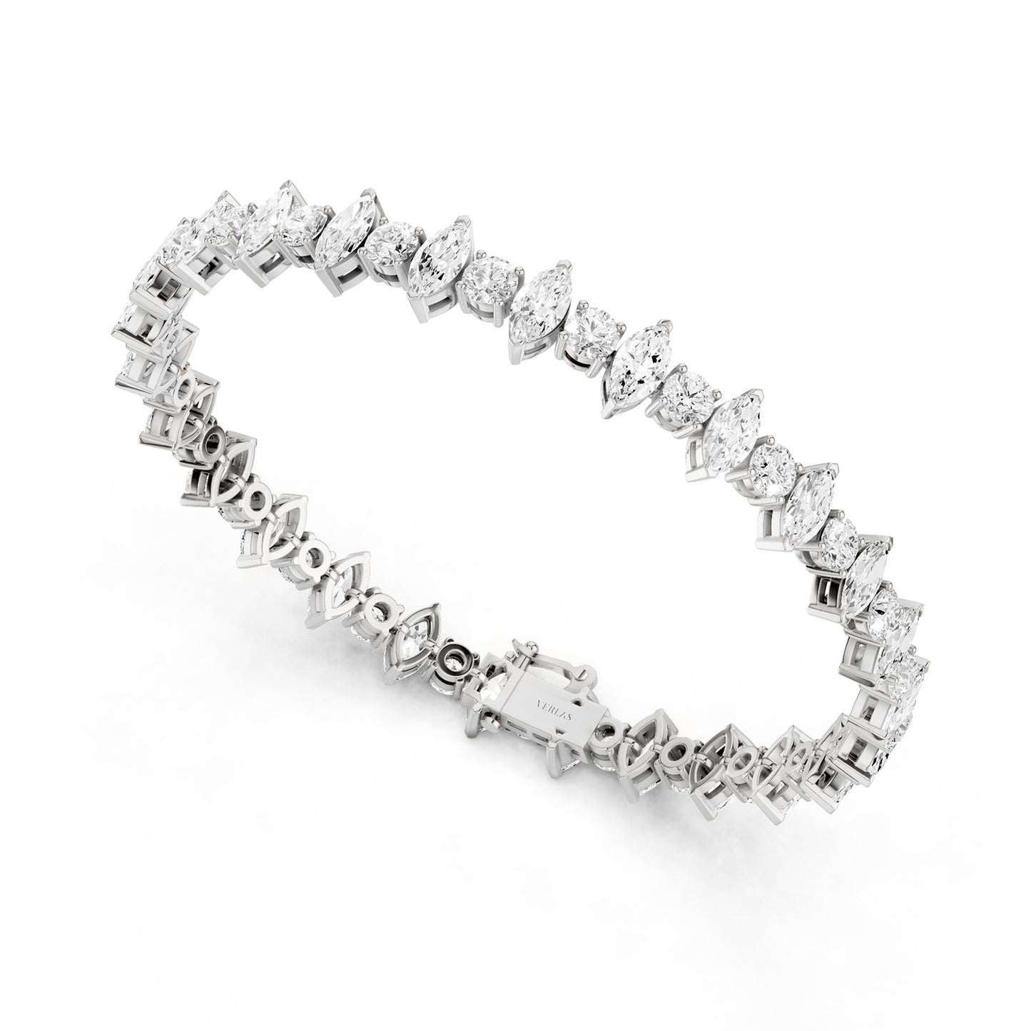 Alternating Marquise & Round Diamond Tennis Bracelet