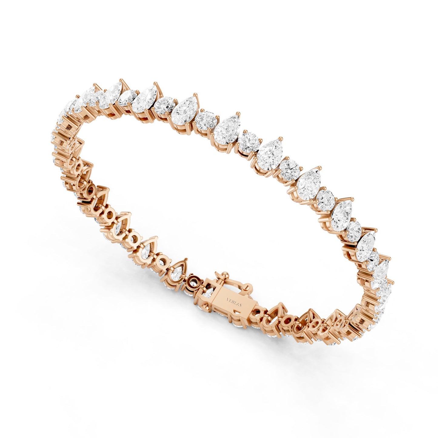 Alternating Pear & Round Diamond Tennis Bracelet