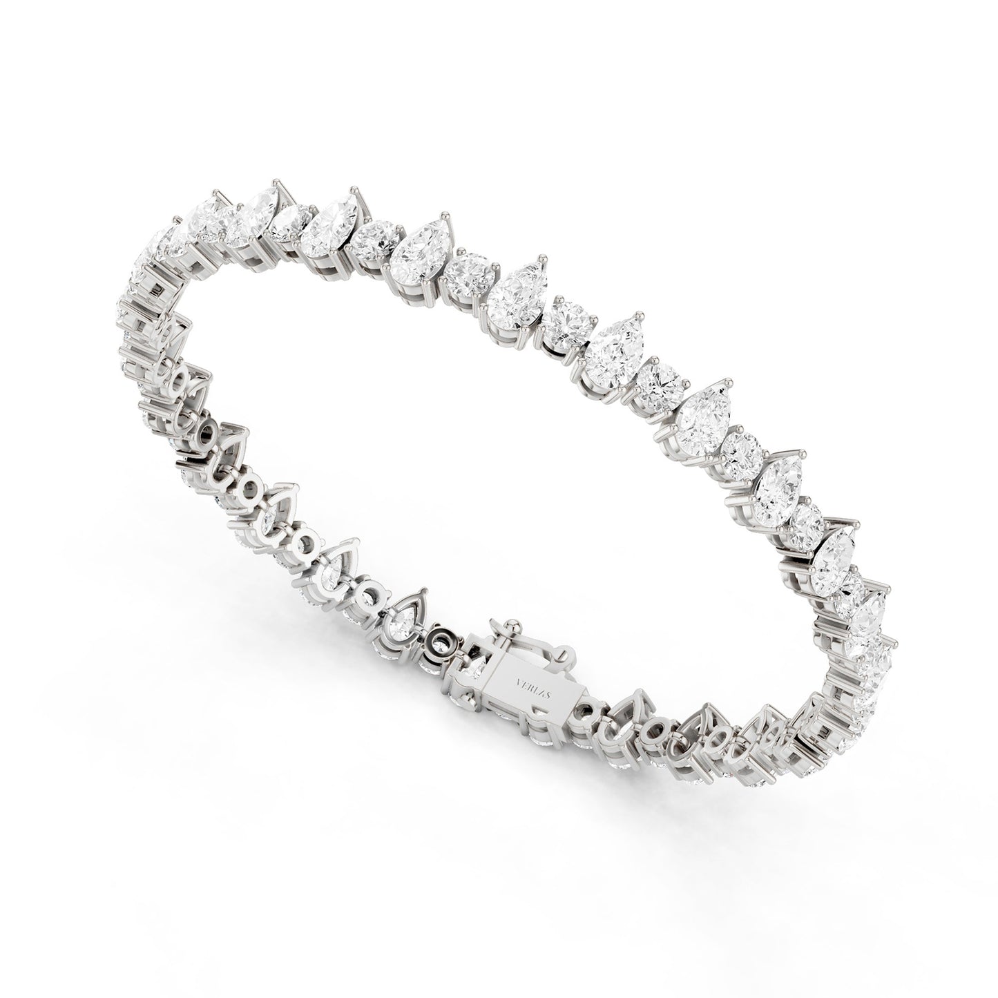 Alternating Pear & Round Diamond Tennis Bracelet