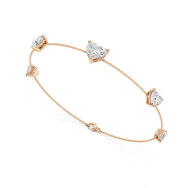 Graduated Vertical Hearts Diamond Bracelet