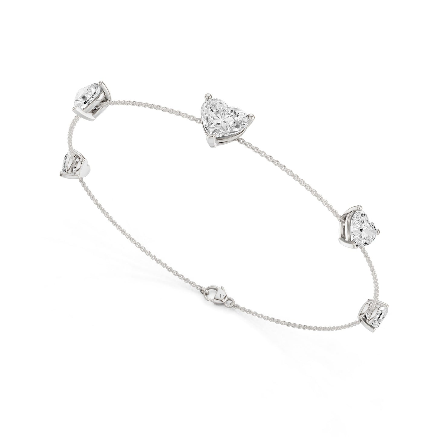 Graduated Vertical Hearts Diamond Bracelet