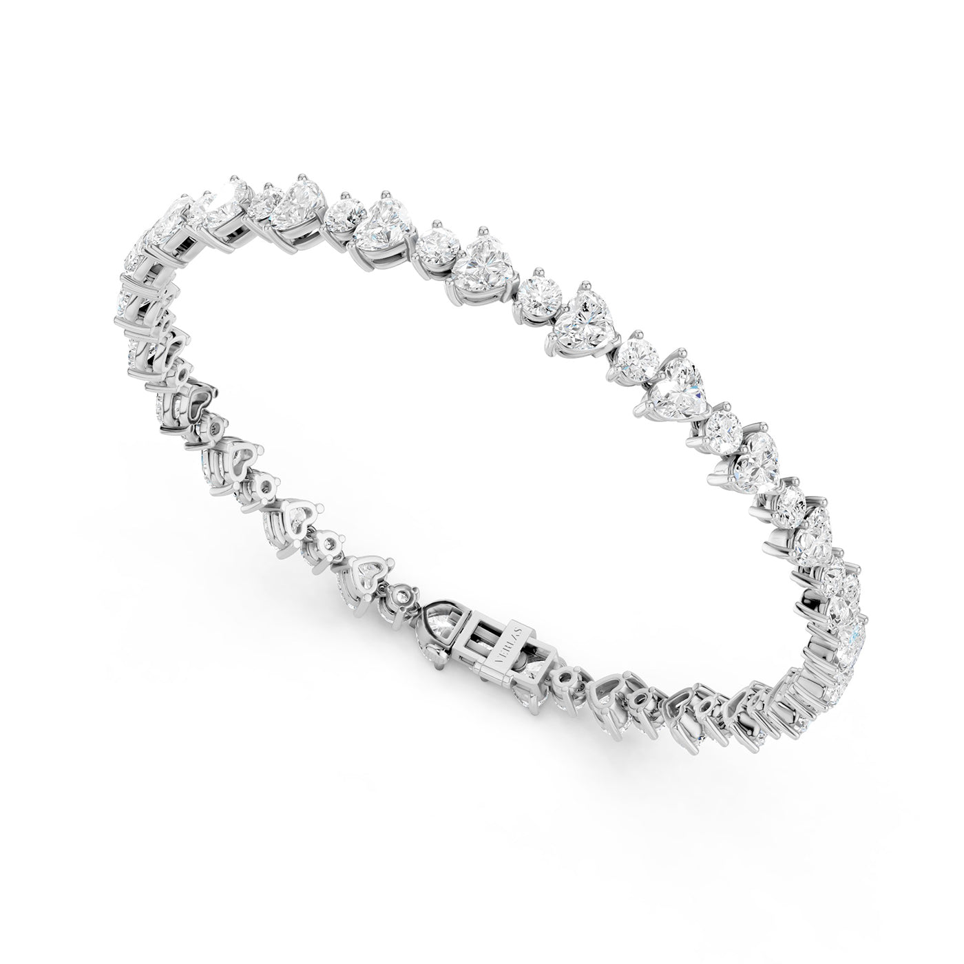 Alternating Heart & Round Tennis Bracelet