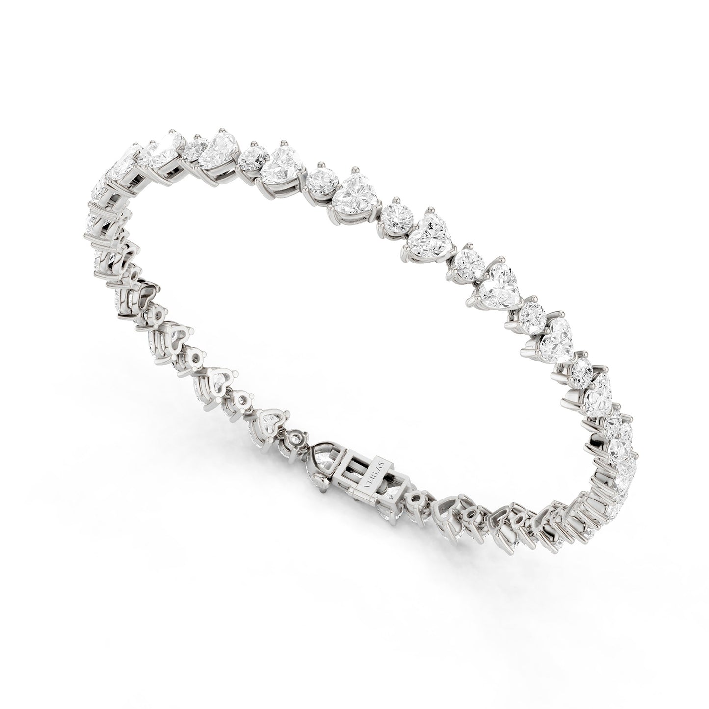 Alternating Heart & Round Tennis Bracelet