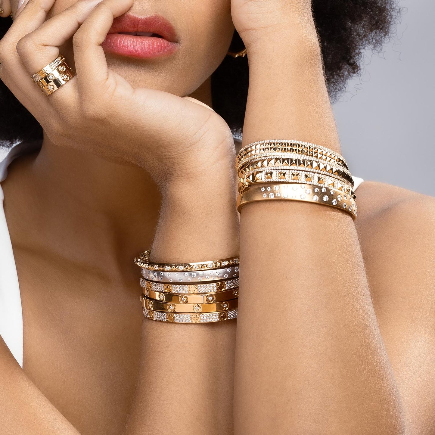 Two-Tier Pyramid Cuff Bracelet