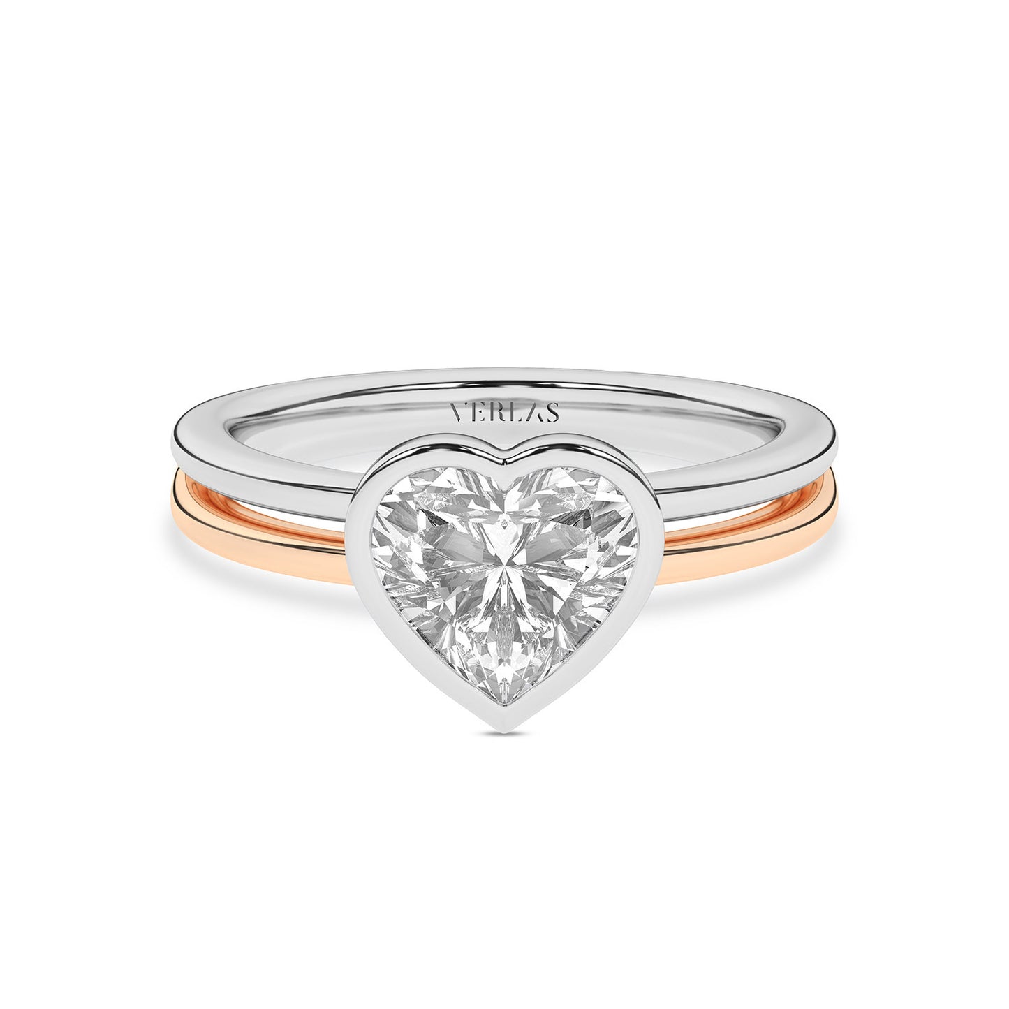 Coupled Heart Bezel Ring