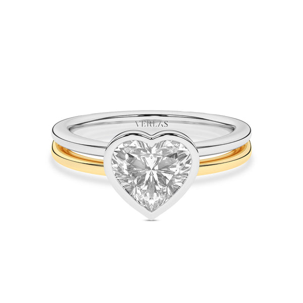 Coupled Heart Bezel Ring