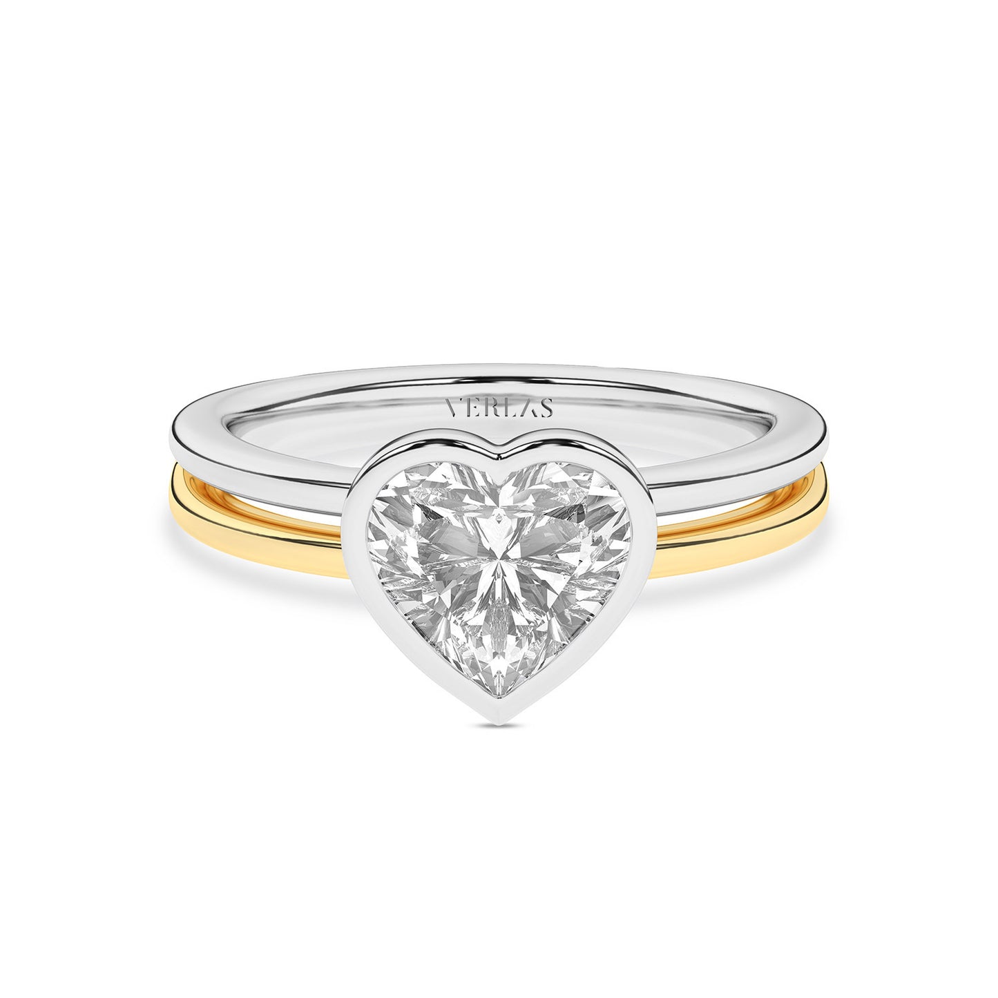 Coupled Heart Bezel Ring