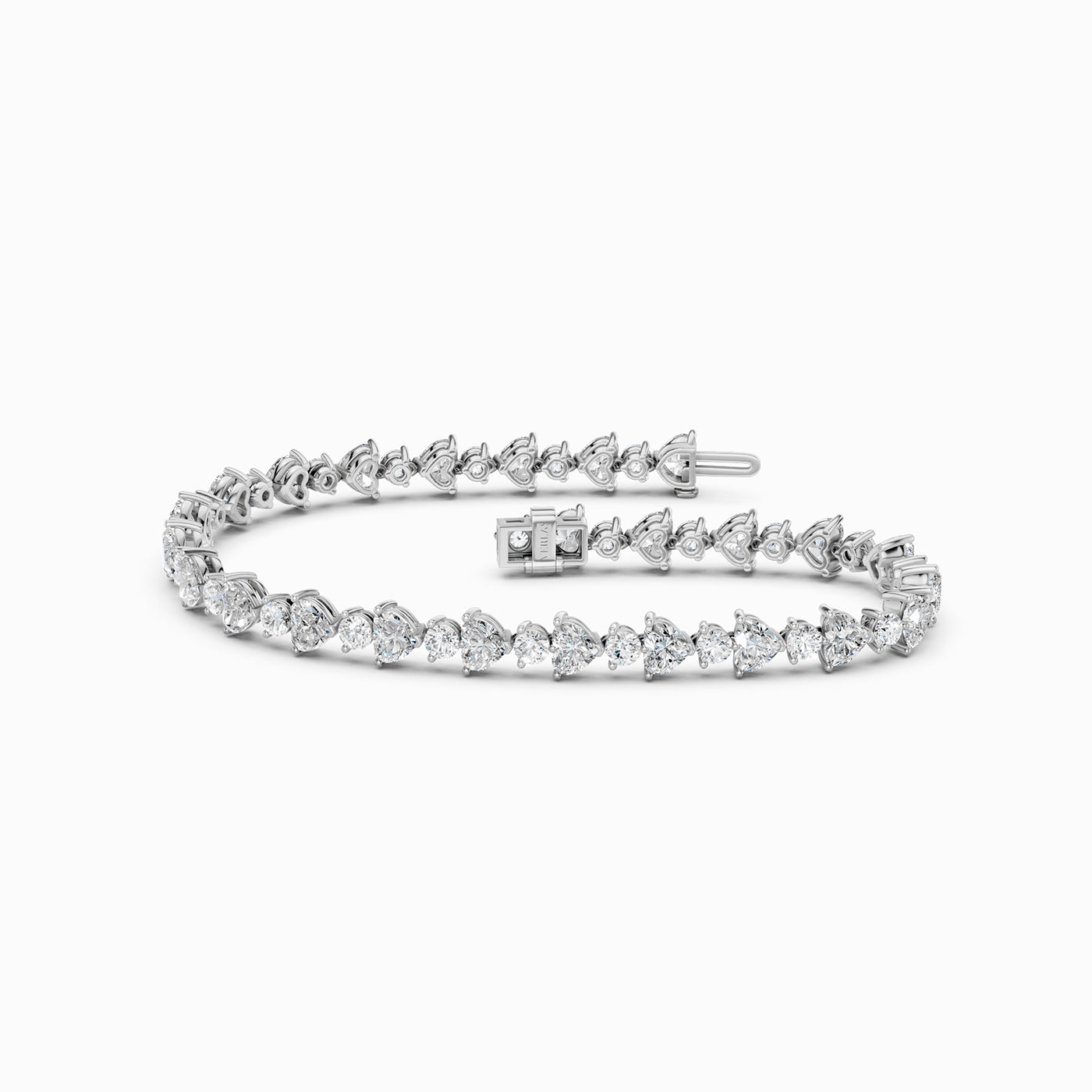 Alternating Heart & Round Tennis Bracelet