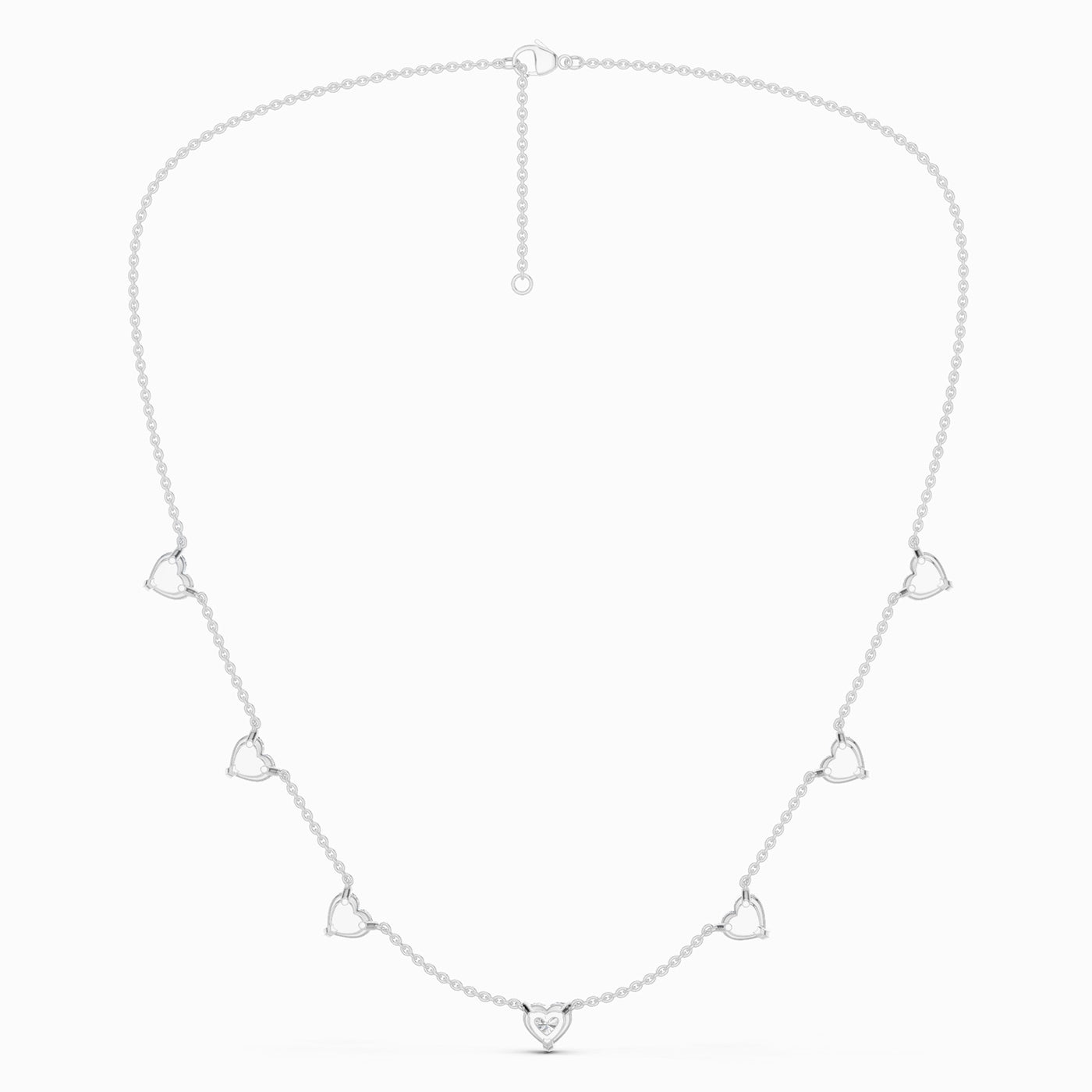 7-Stone Heart Diamond Necklace